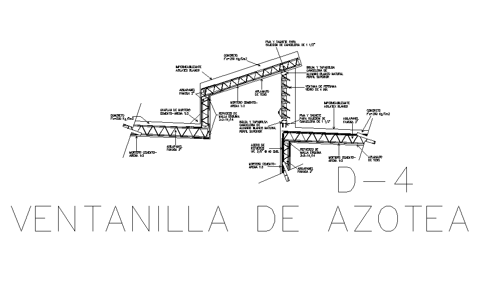 Roof window plan detail is given in this Autocad drawing file. Download now.