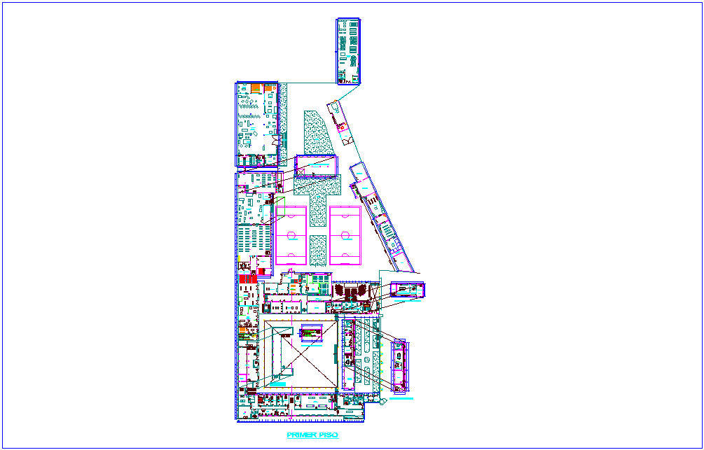 Room of technical education with architectural view first floor plan dwg file