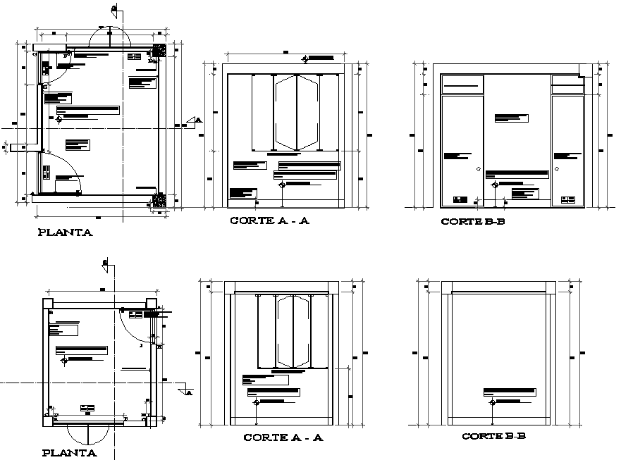 Room plan and section detail dwg file