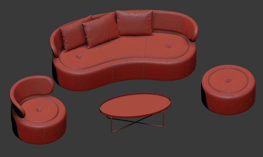Round Shape Luxury Sofa 3D Model Free Download