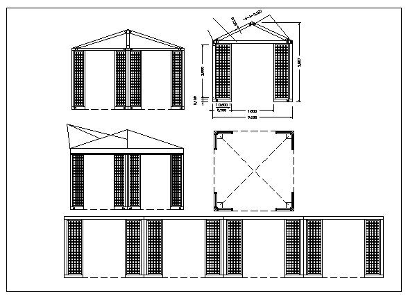 Round about type gazebo in teak wood of garden details dwg file
