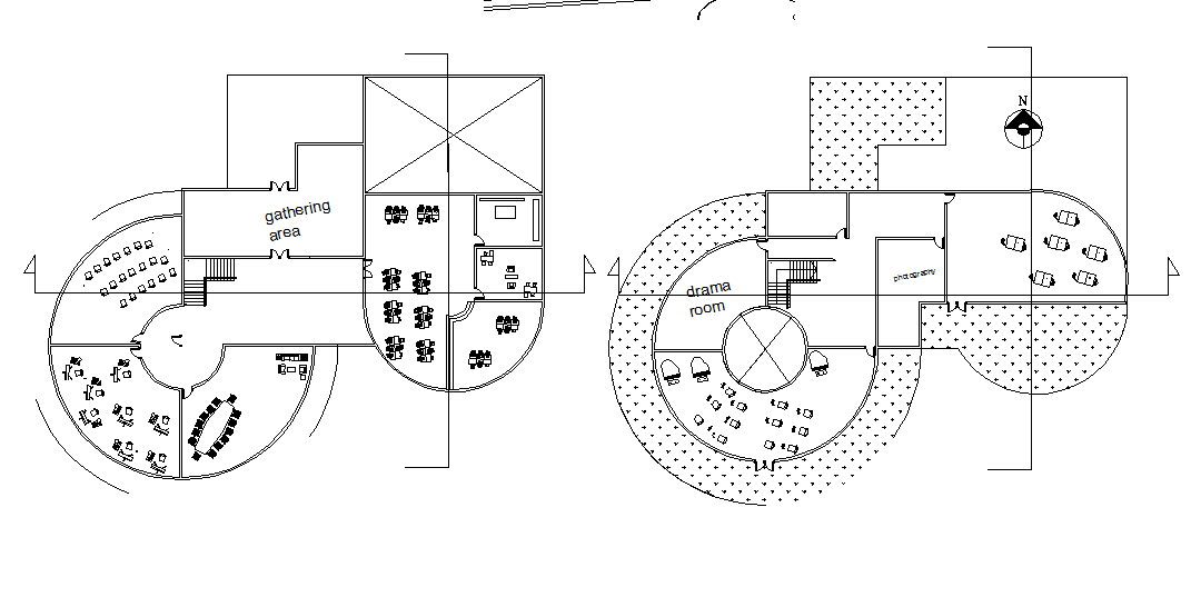 Round building plan detail dwg file
