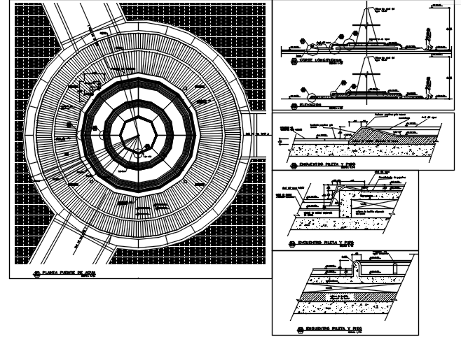 Round shape building plan detail dwg file