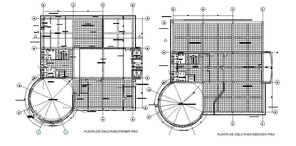 Round shape column building working plan detail dwg file