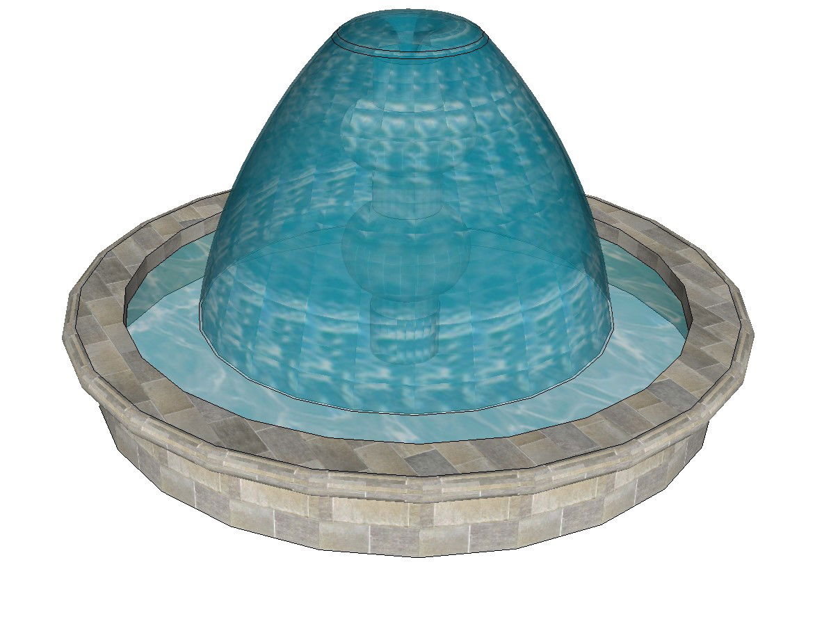 Round shape stone water fountain 3d design cad drawing details skp file