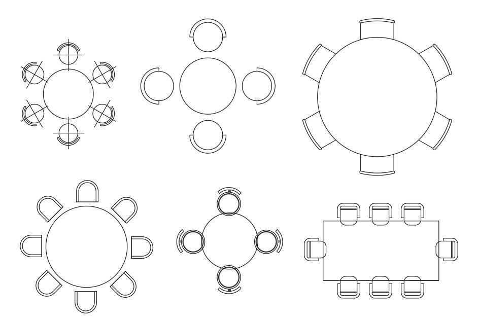 Round Banquet Table and Chair DWG CAD Blocks Layout