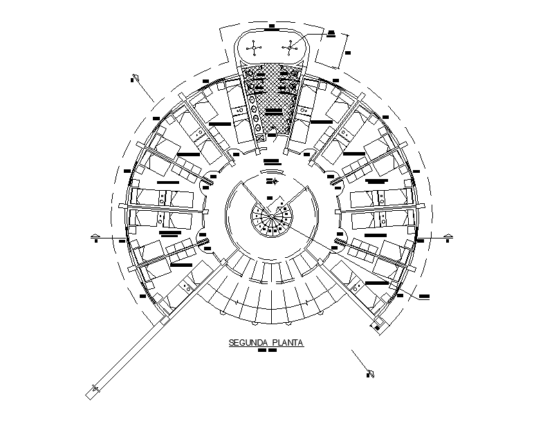 Round Hotel Bedrooms Floor Plan CAD Drawing Download DWG File