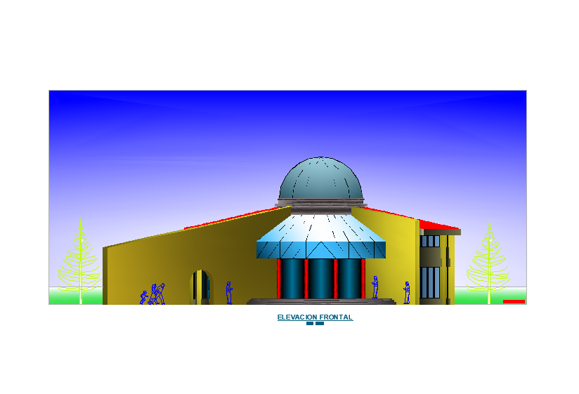 Round Hotel Building Front Elevation Design Download AuoCAD File