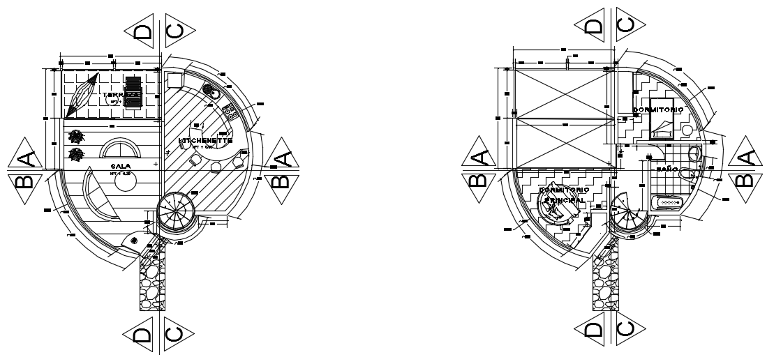 Round shape wonderful house plan AutoCAD drawing