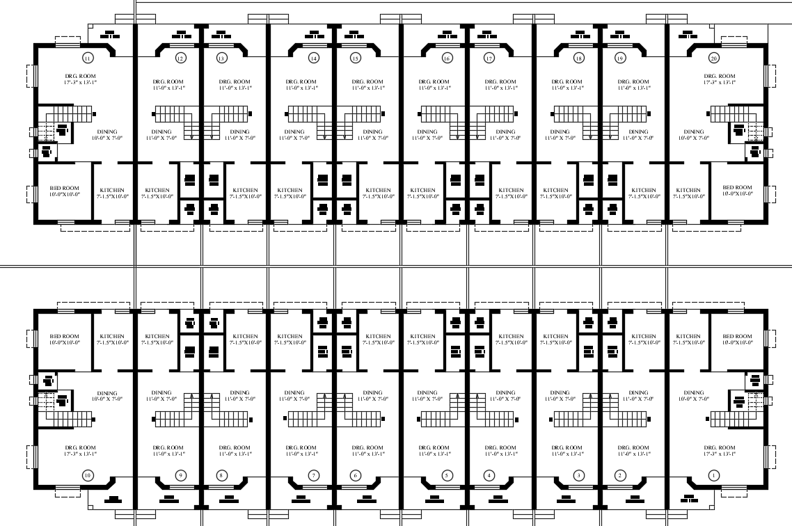 Row House Colony Layout Plan Drawing Download DWG File
