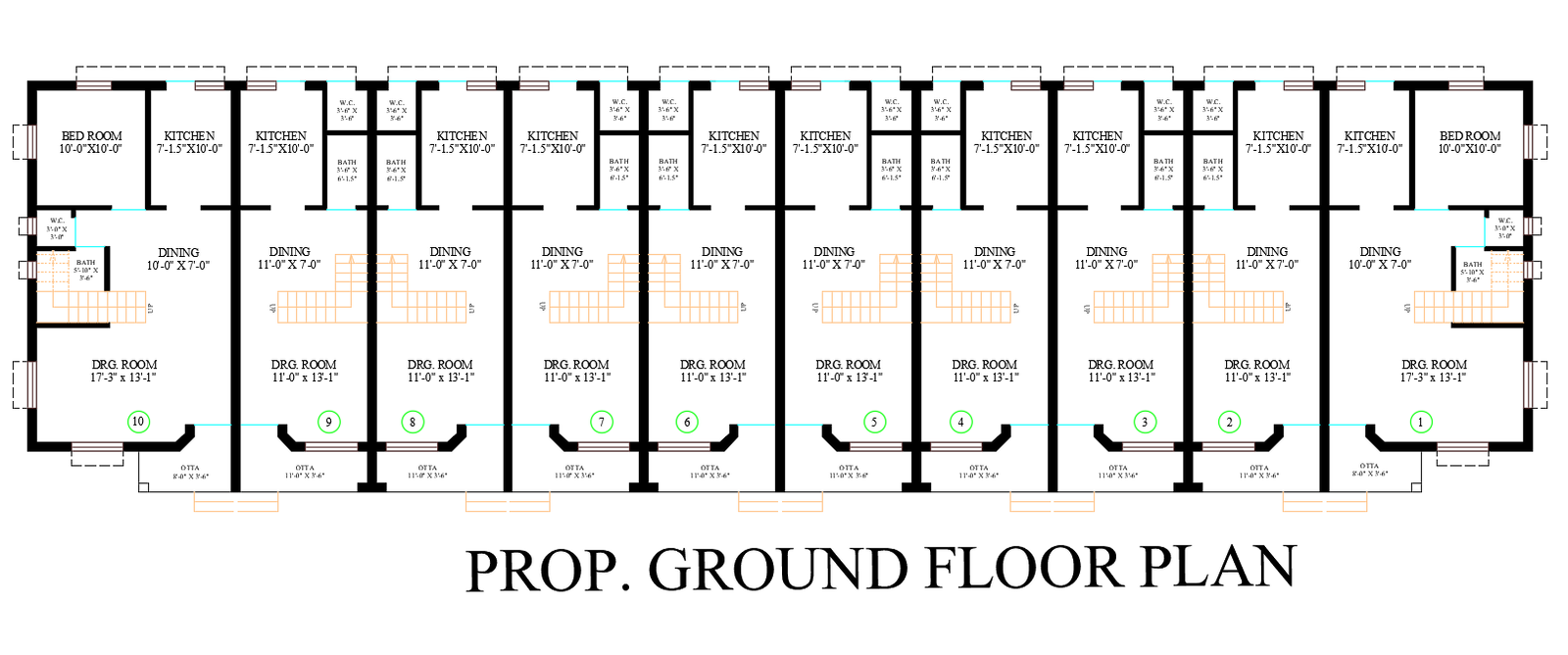 Row House Layout Plan Drawing Download DWG File