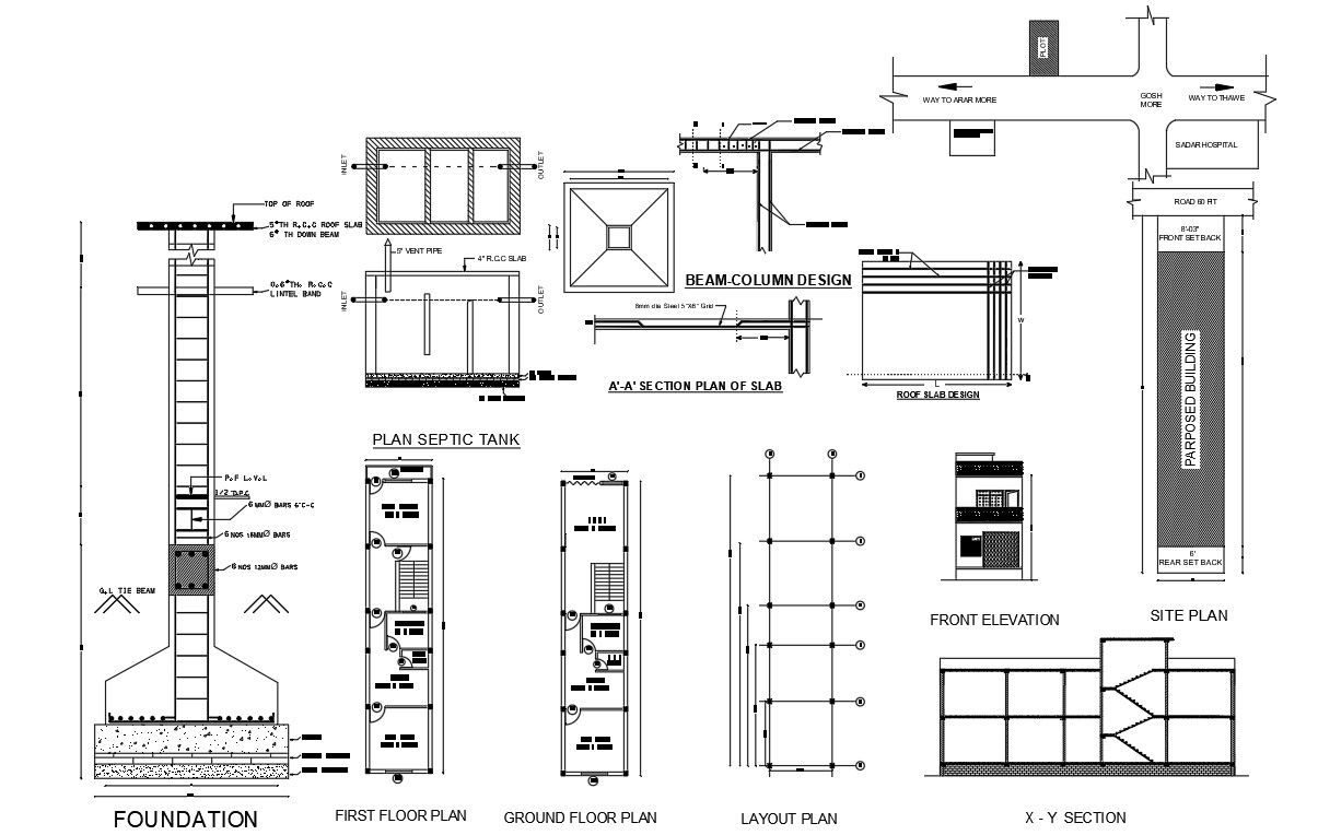 Row House Plan And Building Design DWG File