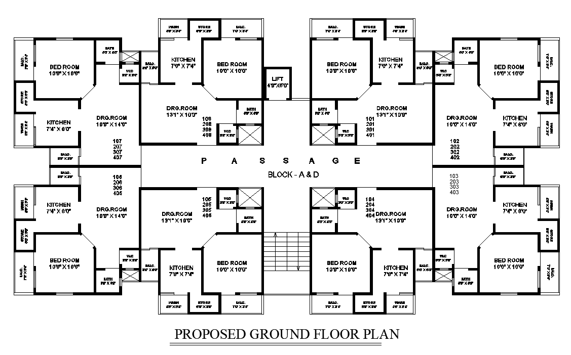 Row house plan is given in this Autocad drawing model. Download now.