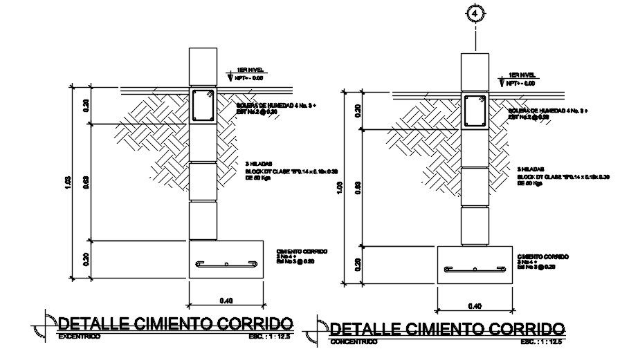 Run foundation plan details are given in this Autocad drawing model. Download the Autocad drawing file.