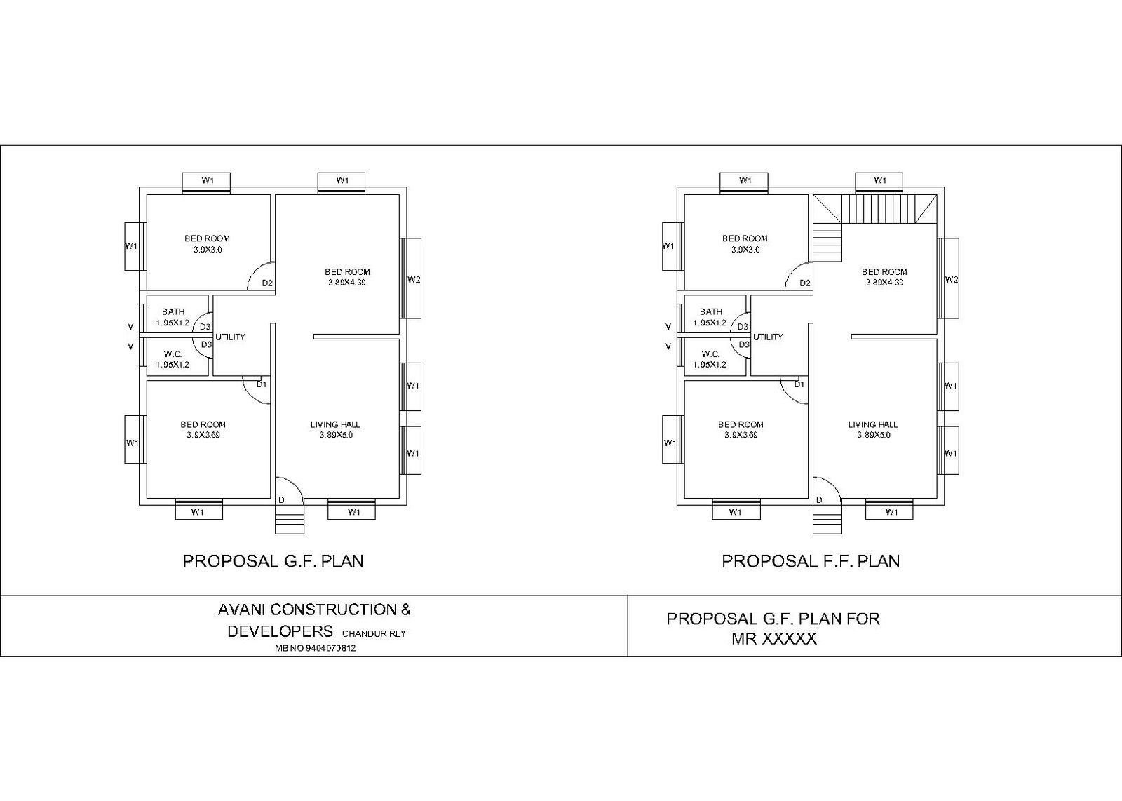 Simple 2BHK Bungalow Plan DWG Comfortable Living Design File