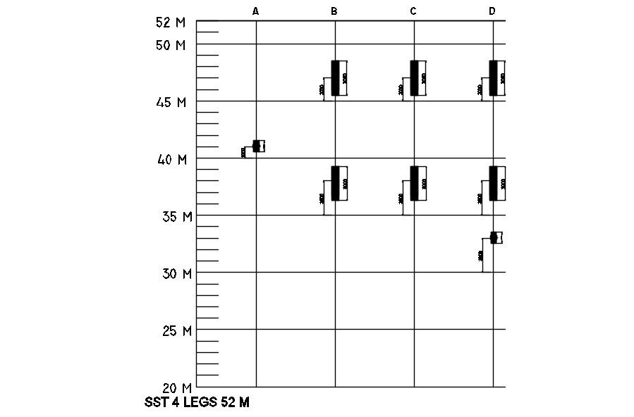 SST 4 legs 52 M details in AutoCAD, dwg file.