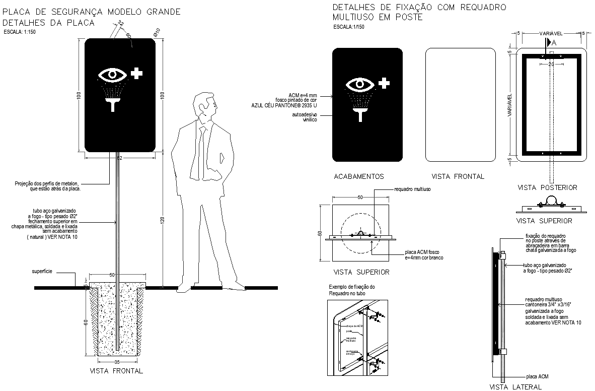 Safety Plate Large Model Installation Details AutoCAD DWG Download