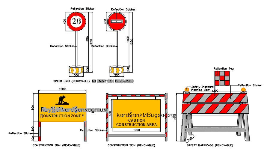 Safety barrier design in AutoCAD 2D drawing, dwg file, CAD file