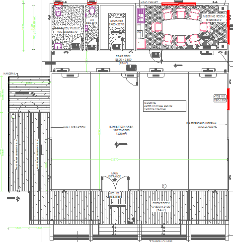 Sales office modular design details dwg file
