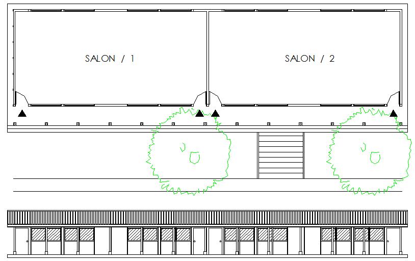 Salon Architecture Layout and Elevation dwg file