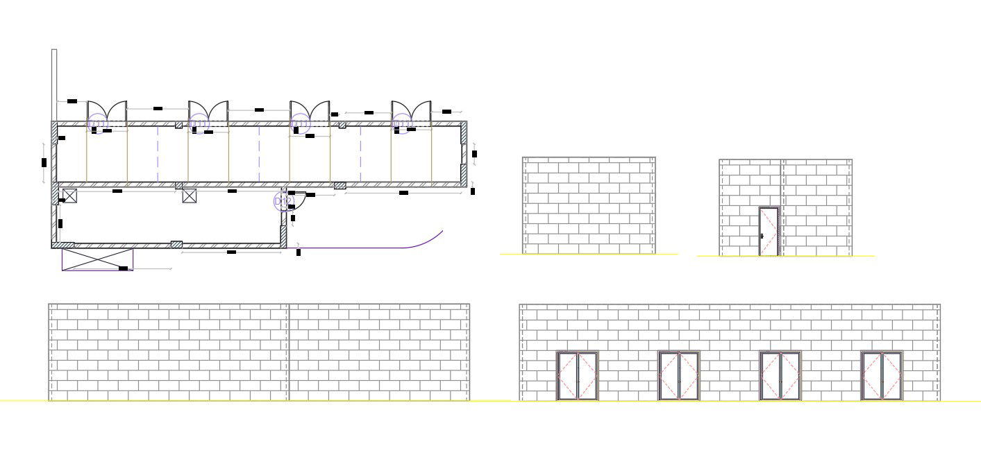 Sand Lime Bricks Wall Room Design DWG File
