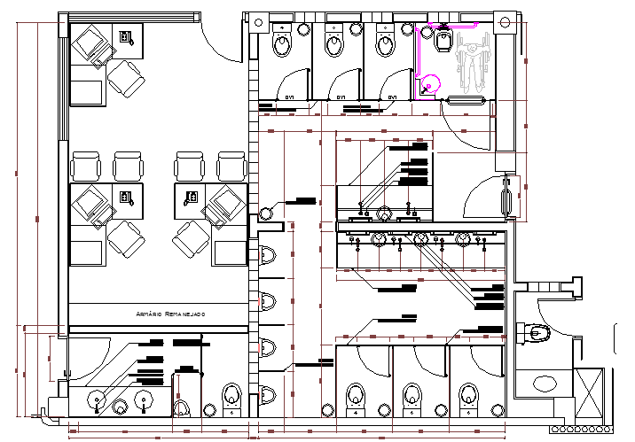 Sanitary Rooms of Multi Flooring Corporate Building Elevation dwg file