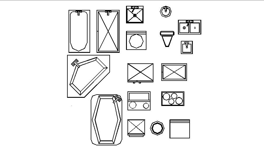 Sanitary Ware CAD Blocks Drawing