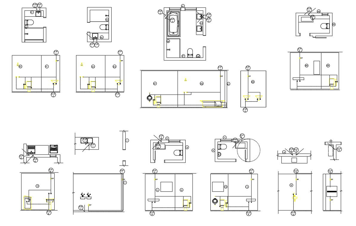 Sanitary Washroom Design Layout Plan AutoCAD Drawing Download