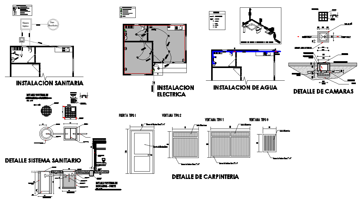 Sanitary and electrical house plan detail dwg file