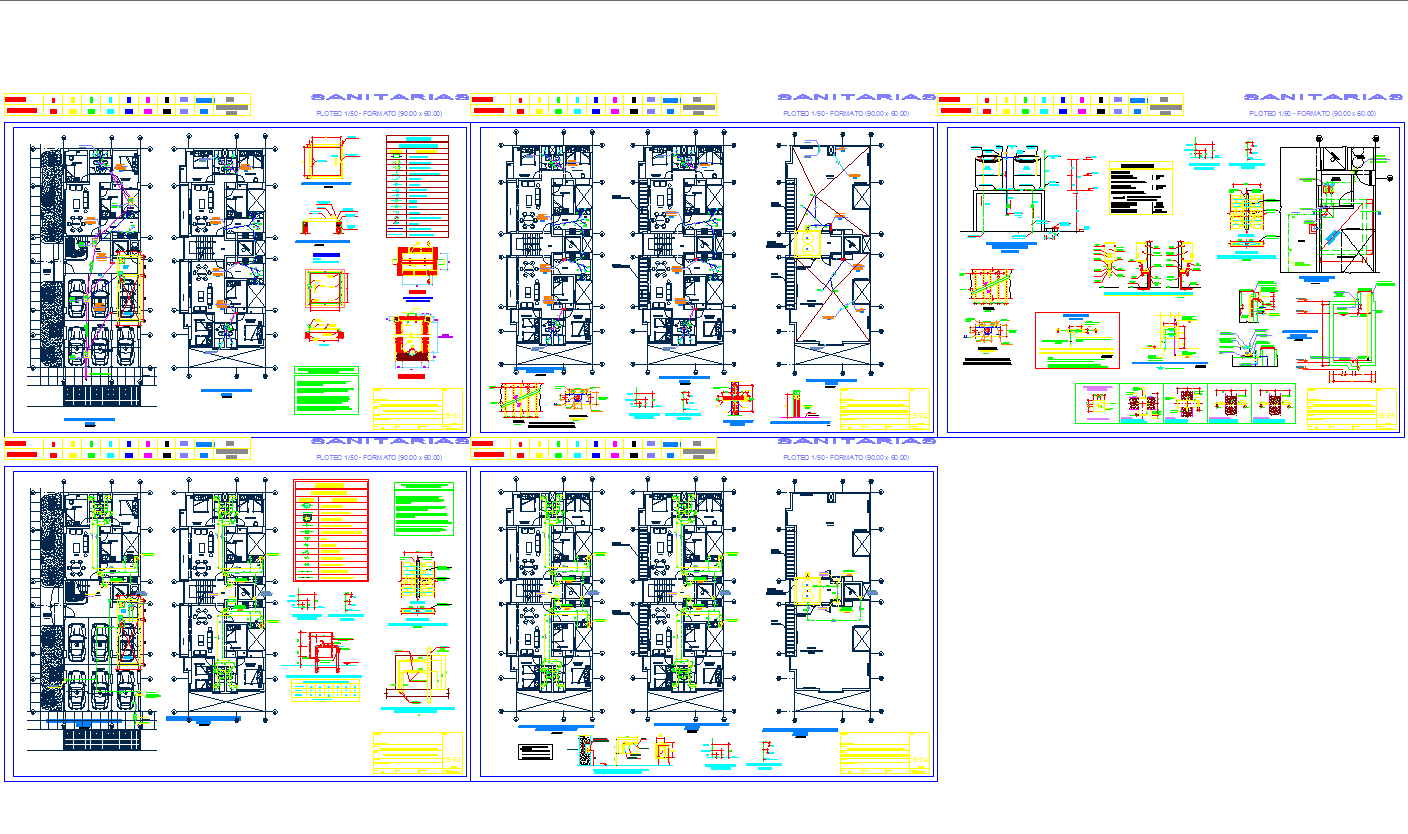 Sanitary and plumbing detail for house cad drawing