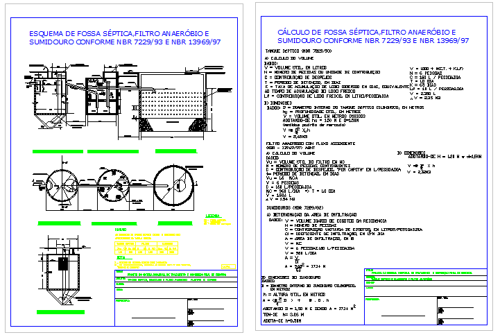 Septic Tank Anaerobic Filter and Soak Pit CAD Drawing with Details