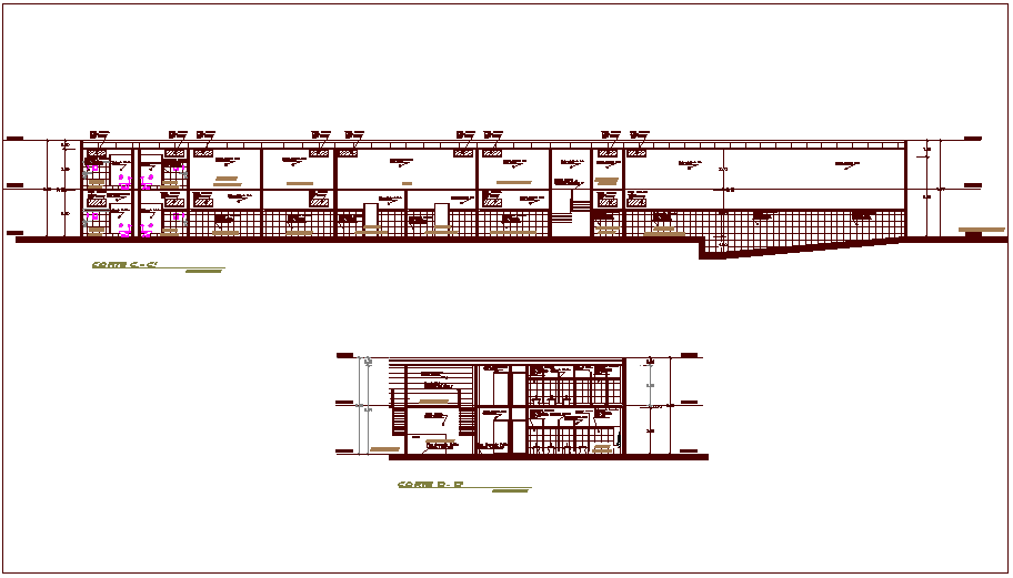 Sanitary design with different side section view of zonal market dwg file