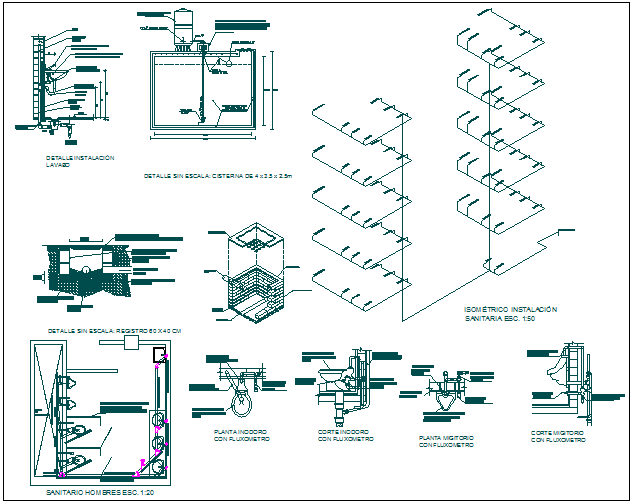 Sanitary detail view water connection detail dwg file