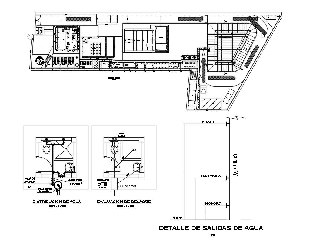 Sanitary distribution and layout plan details of store cad drawing details dwg fil