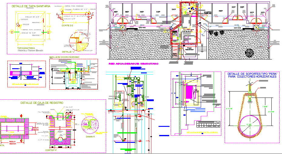 Sanitary facility installation of multi-flooring hotel dwg file