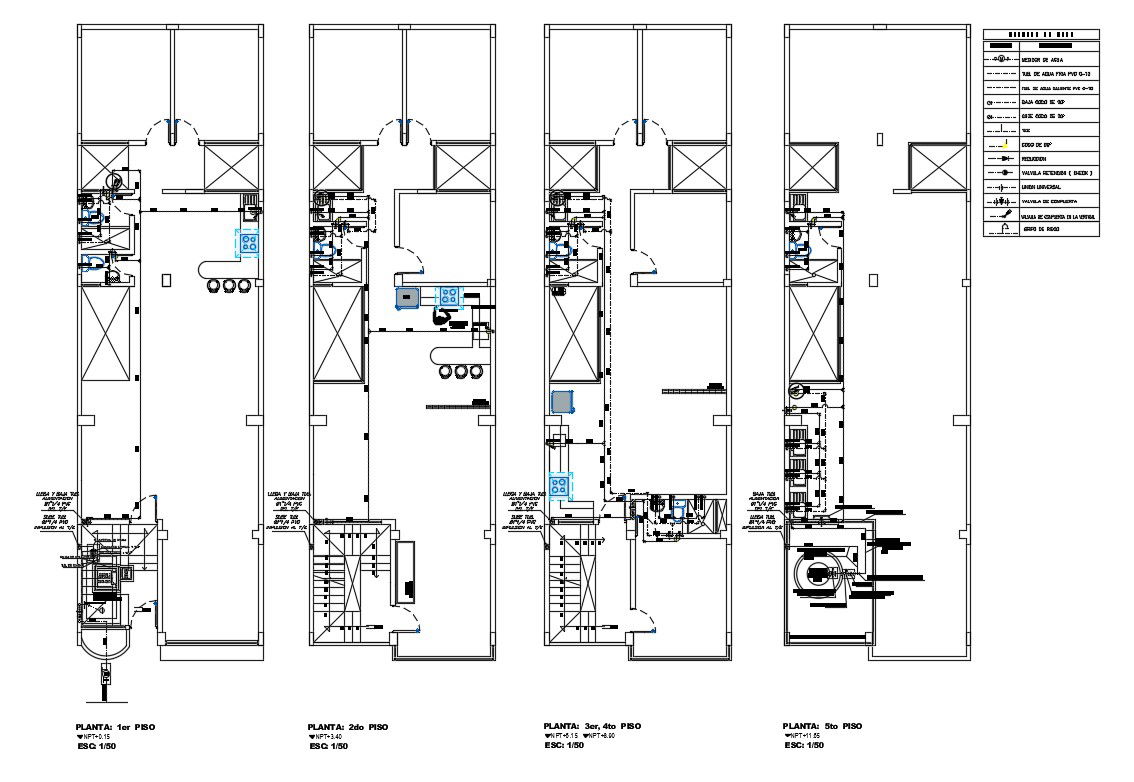 Sanitary installation and plumbing details of housing floor dwg file