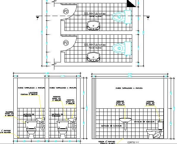 Sanitary installation and sectional details of municipal office dwg file
