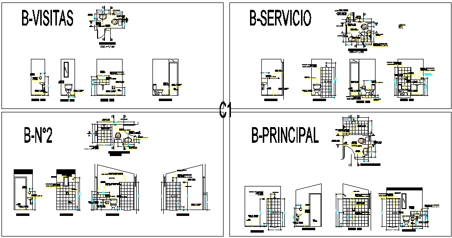 Sanitary installation details of all departments of office dwg file