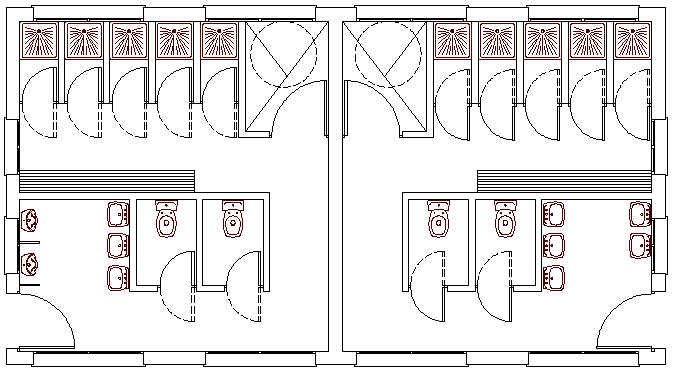 Sanitary installation details of city sports center dwg file