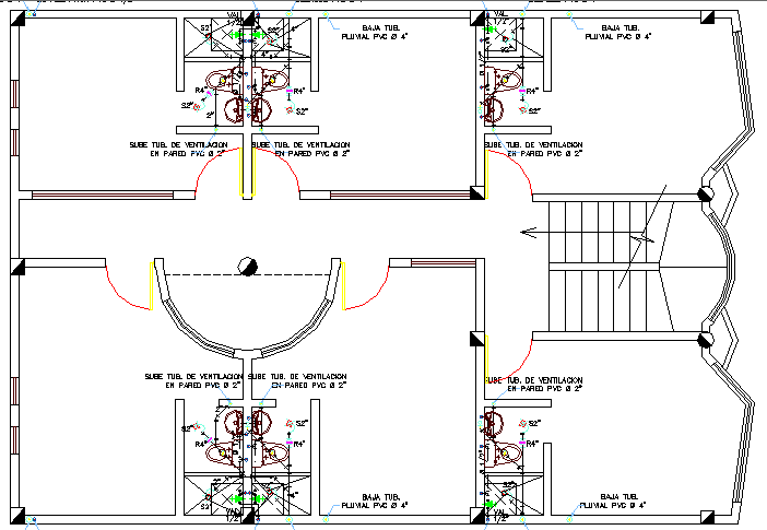 Sanitary installation details of corporate office dwg file