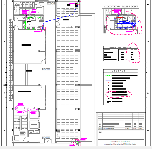 Sanitary installation details of eleventh floor of office building dwg file
