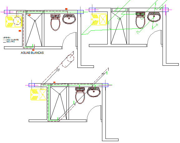 Sanitary installation details of house project dwg file