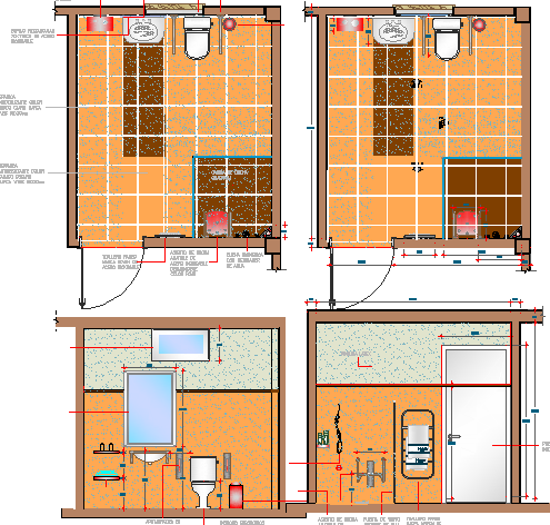 Sanitary installation details of house project dwg file