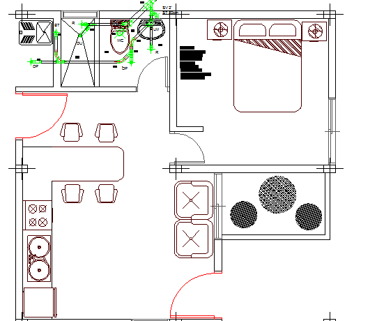 Sanitary installation details of house with architecture layout dwg file