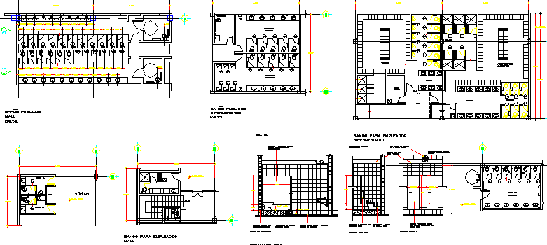 Sanitary installation details of male and female toilets of mall dwg file