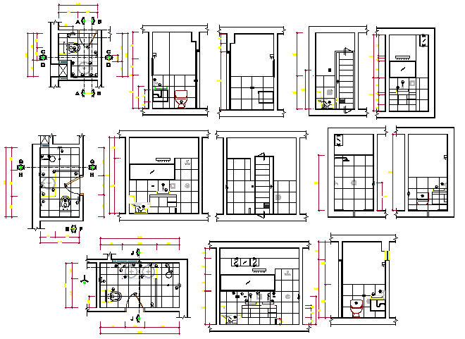Sanitary installation details of one family housing dwg file