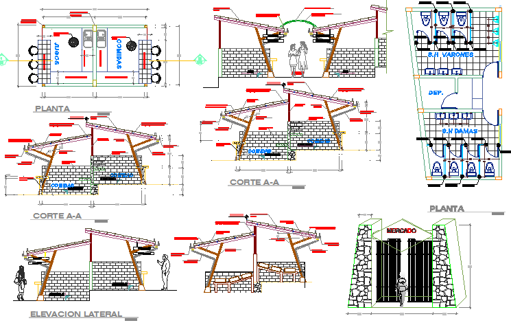 Sanitary installation details of shopping center dwg file