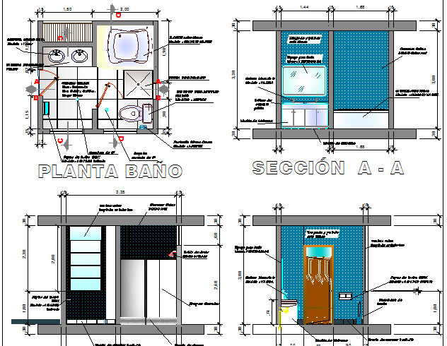 Sanitary installation details of single family house dwg file