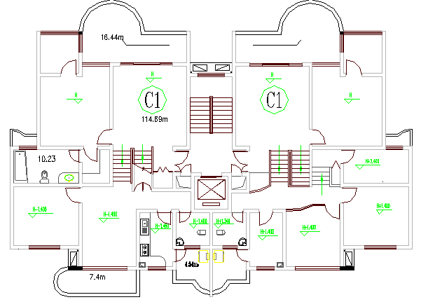 Sanitary installation one family house of apartment building dwg file