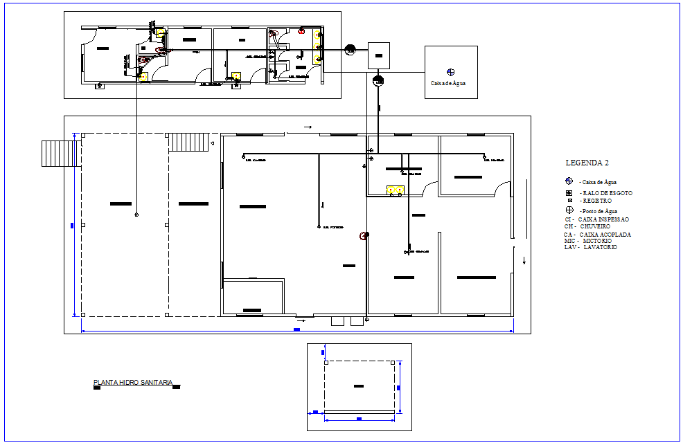 Sanitary installation view of industrial area dwg file